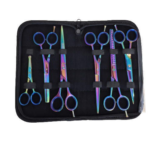 Burtons Titanium Rainbow set of 6 Scissors inc Chunker