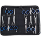 Burtons Silver Show-Line Professional Scissors - 6 Piece Set With Case